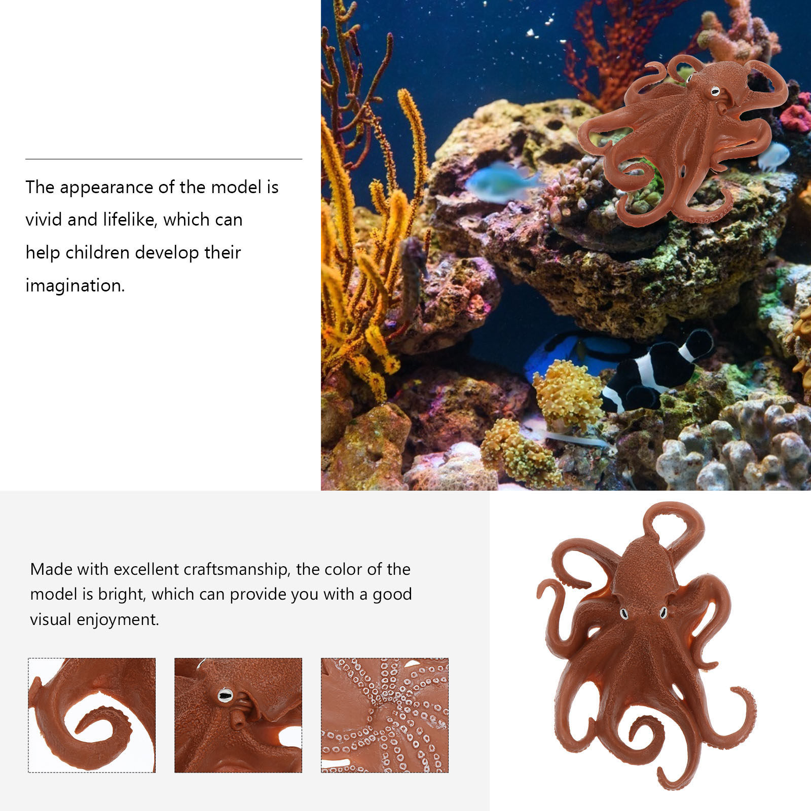 مجسم أخطبوط واقعي من البلاستيك - مراجعة Marine Aquarium وسعره